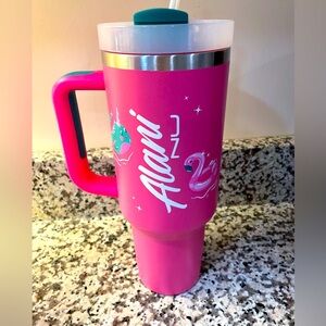 Alani 40 oz stainless steel tumbler cup with handle pink flamingo NEW